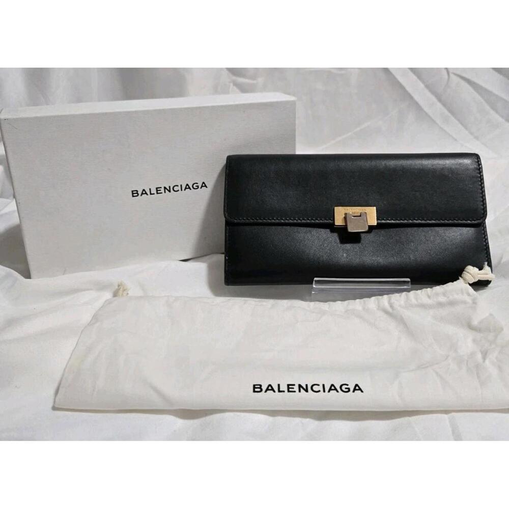 Balenciaga Black Leather Le dix Continental Flap *Full Inclusion*